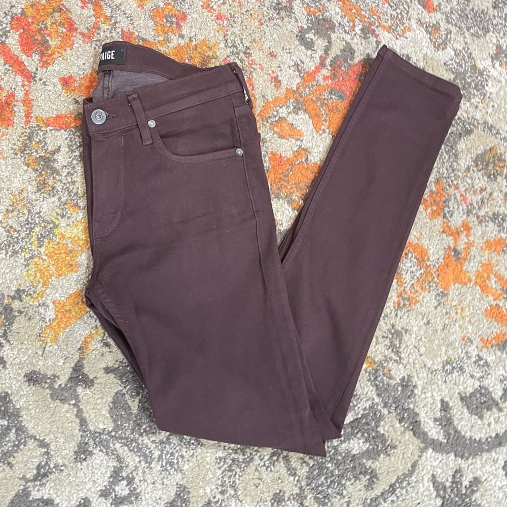 PAIGE Croft Chocolate Plum Skinny Fit Jean sz 31